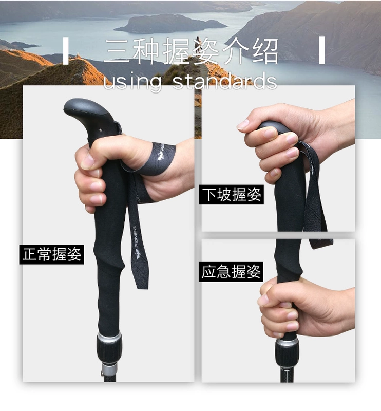 Trailblazer 99% sợi carbon gấp trekking cực carbon siêu nhẹ năm phần đi bộ gậy mía đi bộ hộp quà tặng - Gậy / gậy