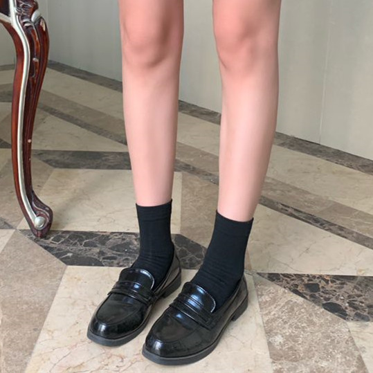 Yuya wind black pile socks in short stockings Korea JK OUR Cebu socks (single-shot not sold)