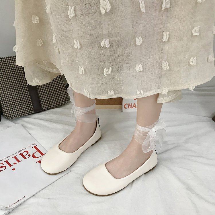 2022 new retro flat fairy strappy ballet shoes round head Mary Jane single shoes female gentle night wind summer