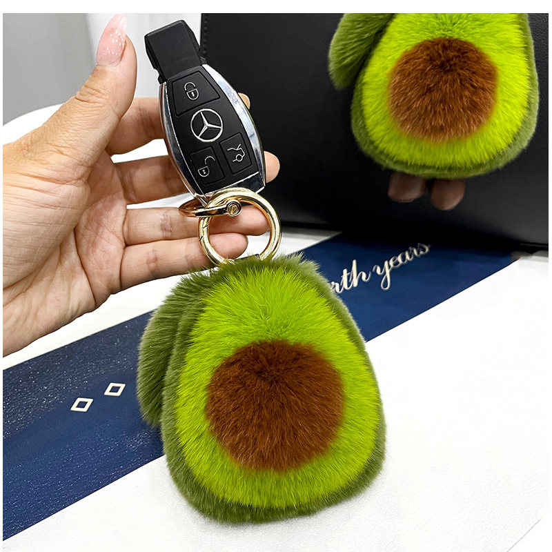 Holiday, Daily Occasion 1 Piece Bag Cattle Avocado Bag Pendant Keychain Plush Real Fur Birthday Women's Cute Bag Pendant Keychain
