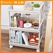 Cart shelf floor multi-level living room storage rack bathroom storage shelf bedroom removable bookshelf pulley