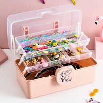 Childrens hair accessories storage box baby hairclip rubber band headwear hair card large capacity multi-layer cute headline jewelry box