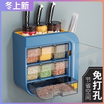 Kitchen seasoning box set household combination knife holder chopsticks cage wall-mounted seasoning storage box countertop rack