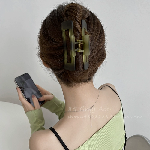 Матовая зеленая заколка для волос, элегантная заколка-крабик, акула, шпильки для волос, аксессуар для волос, в корейском стиле, простой и элегантный дизайн, изысканный стиль