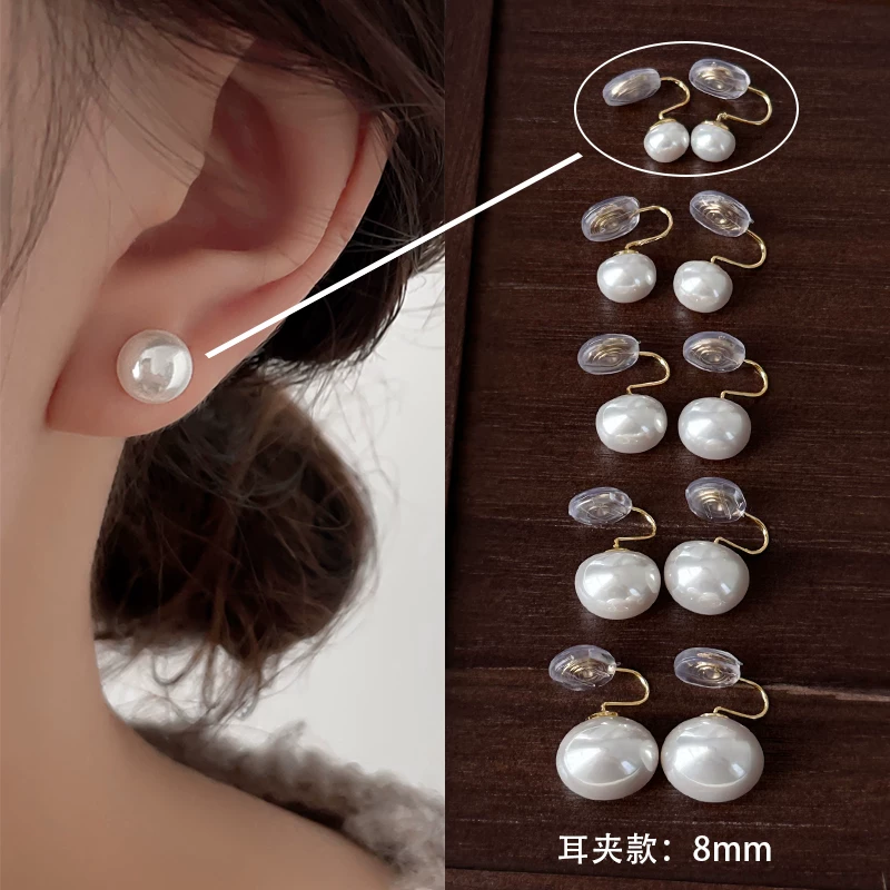 Earrings from pearl, ear clips, high-quality style, light luxury style