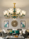 American-Style All-Copper Living Room Chandelier, European-Style Ceramic Retro Lighting Fixtures, Designer High-End Villa Lobby Dining Room Copper Lamp
