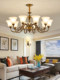 All-copper American chandelier living room lamp 2026 new retro mid-century style European style villa restaurant hall copper lamp