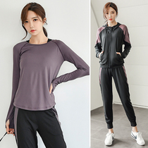 Online Red Yoga Clothes Woman Spring Autumn New Fitness Room Sports Suit Loose Long Sleeves Slim Running Speed Dry Fitness Clothing