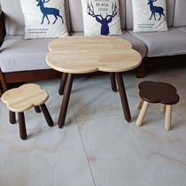 Nordic solid wood childrens small table creative home childrens early education tables and chairs kindergarten baby toy table petal table