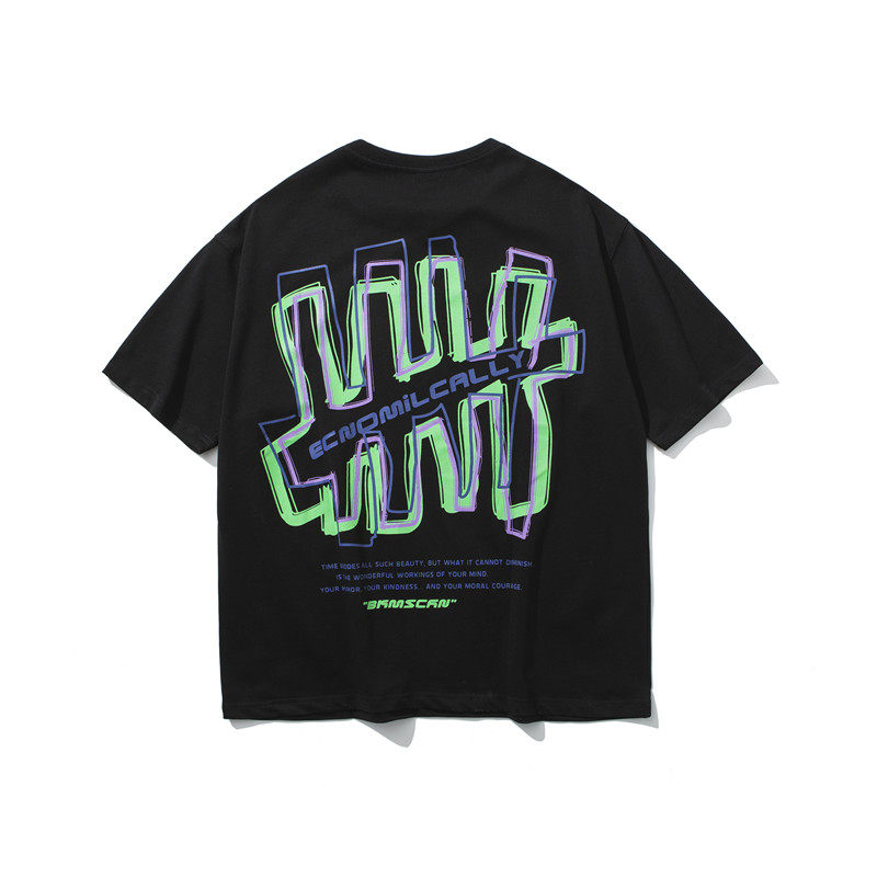 INPRO niche design high street personality printing tide street trend high - street couple T - shirts loose