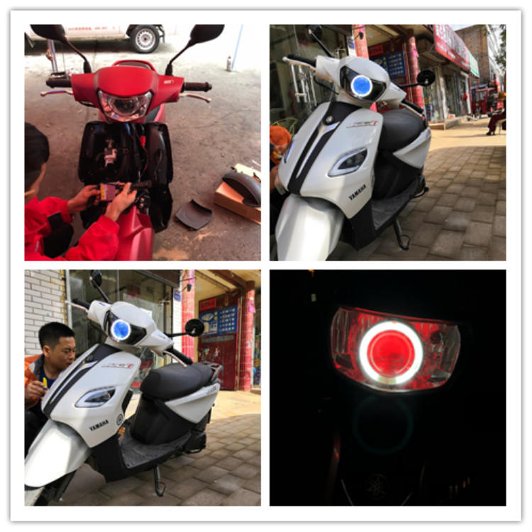 Ưu đãi đặc biệt Yamaha mới lưới thông minh I lắp ráp đèn pha Q5 ống kính Hella 5 ống kính thiên thần mắt quỷ xenon đèn pha - Đèn HID xe máy đèn pha siêu sáng cho airblade 125