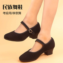 Upgrade Gel State Rice Dancing Shoes Professional Test Class Black Heel Shoes Oxford Cloth Dance Shoes Folk Tibetan Square Dance Shoes