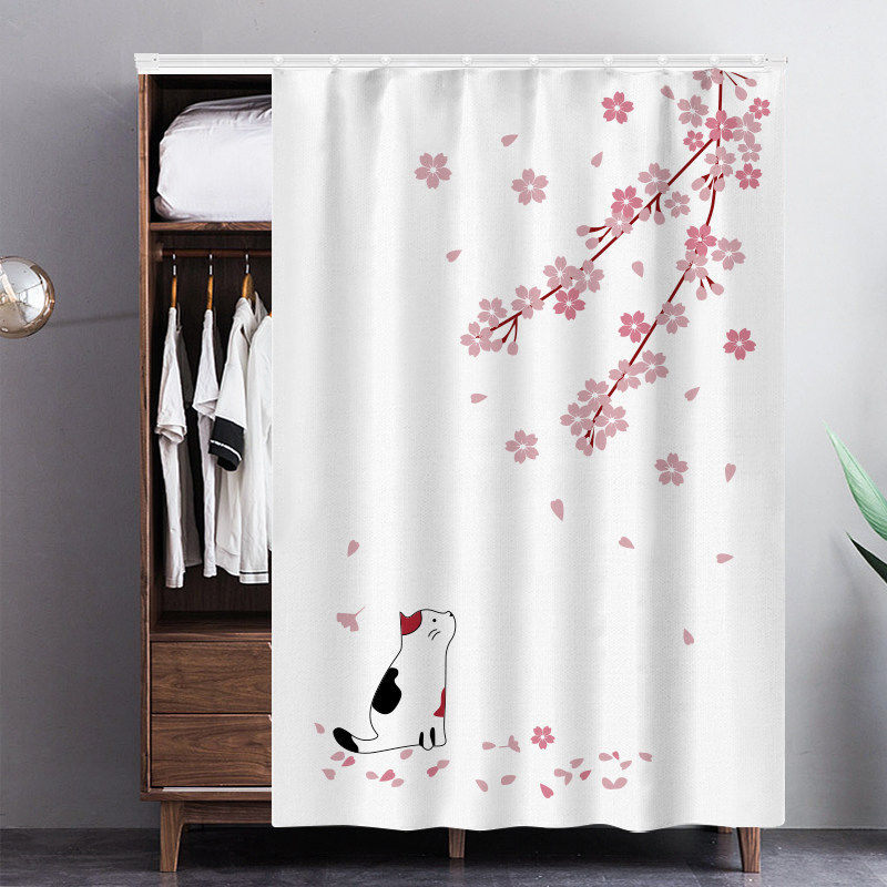Customized wardrobe to block dust curtain-free punching small cabinet curtain track curtain cloak cloth slide track