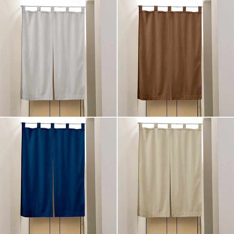Customized Japanese style pure cotton linen mixed curtain bedroom decoration curtain-free punch partition half curtain