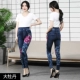 Quần legging nữ mặc 2019 xuân hè mới mỏng bó sát bút chì quần cạp cao giả quần denim in chân quần - Quần tây thường