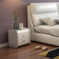  Modern simple leather bedside table Bedroom furniture drawer corner cabinet leather bedside cabinet can be customized 0001#