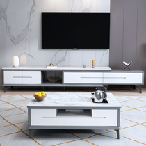 Rock board kung fu coffee table TV cabinet combination modern simple tea table multifunctional marble living room home tea table