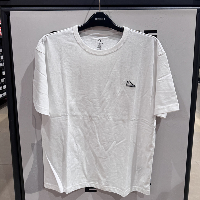 Authentic Converse Converse Men's and Women's White Label Small Shoes Pure Cotton Short-Sleeved T-Shirt Mch689-001