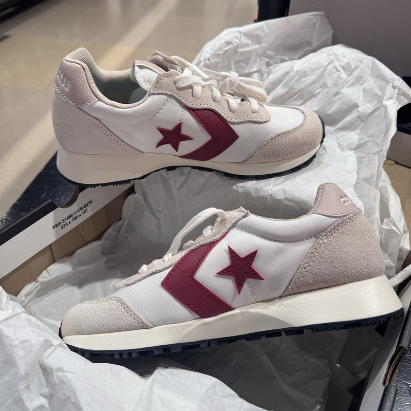 Authentic Converse Wang Yuan Same Style Beige and White Color-Blocked College Retro Sports Running Shoes A13377C