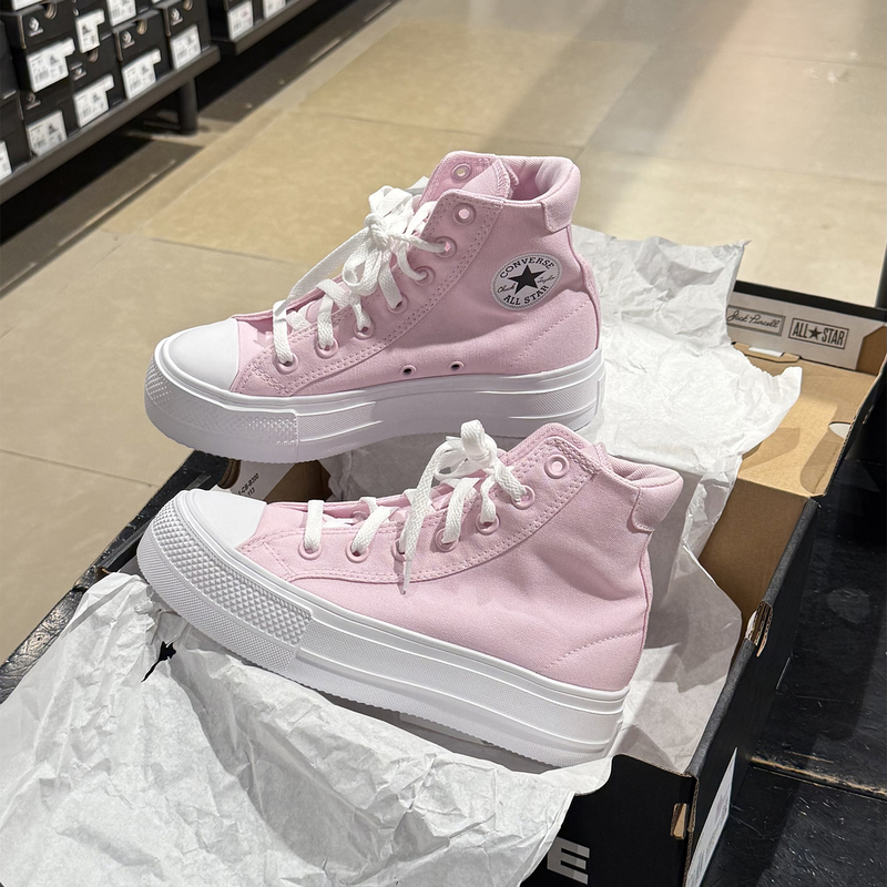 Authentic Converse Converse Marshmallow Pink Thick-Soled High-Top Canvas Shoes A19323C A19322C
