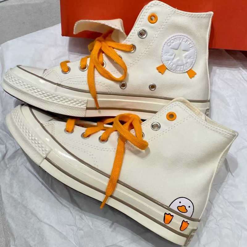 Authentic Converse New 1970S Male and Female Couple Cartoon Cole Duck High-Top Canvas Shoes A16575C