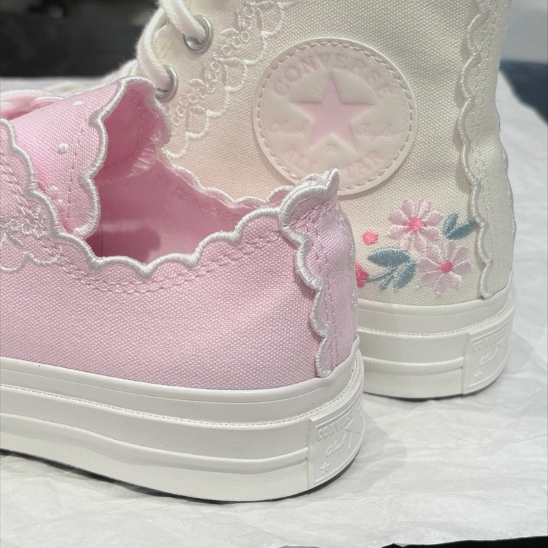 Converse 1970S Embroidered Wavy Edge Pink Low-Top Canvas Shoes for Men and Women A13542C A13541C Converse 1970S Embroidered Wavy Edge Pink Low-Top Canvas Shoes for Men and Women A13542C A13541C