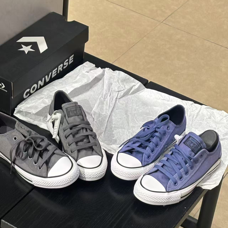 Authentic Converse Allstar Men's and Women's Leather Patchwork Low-Top Canvas Shoes A19084C A19083C