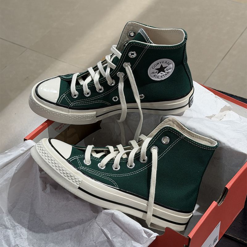 Authentic Converse 1970S Jungle Green Dark Green Men's and Women's Casual High-Top Canvas Shoes 168508C