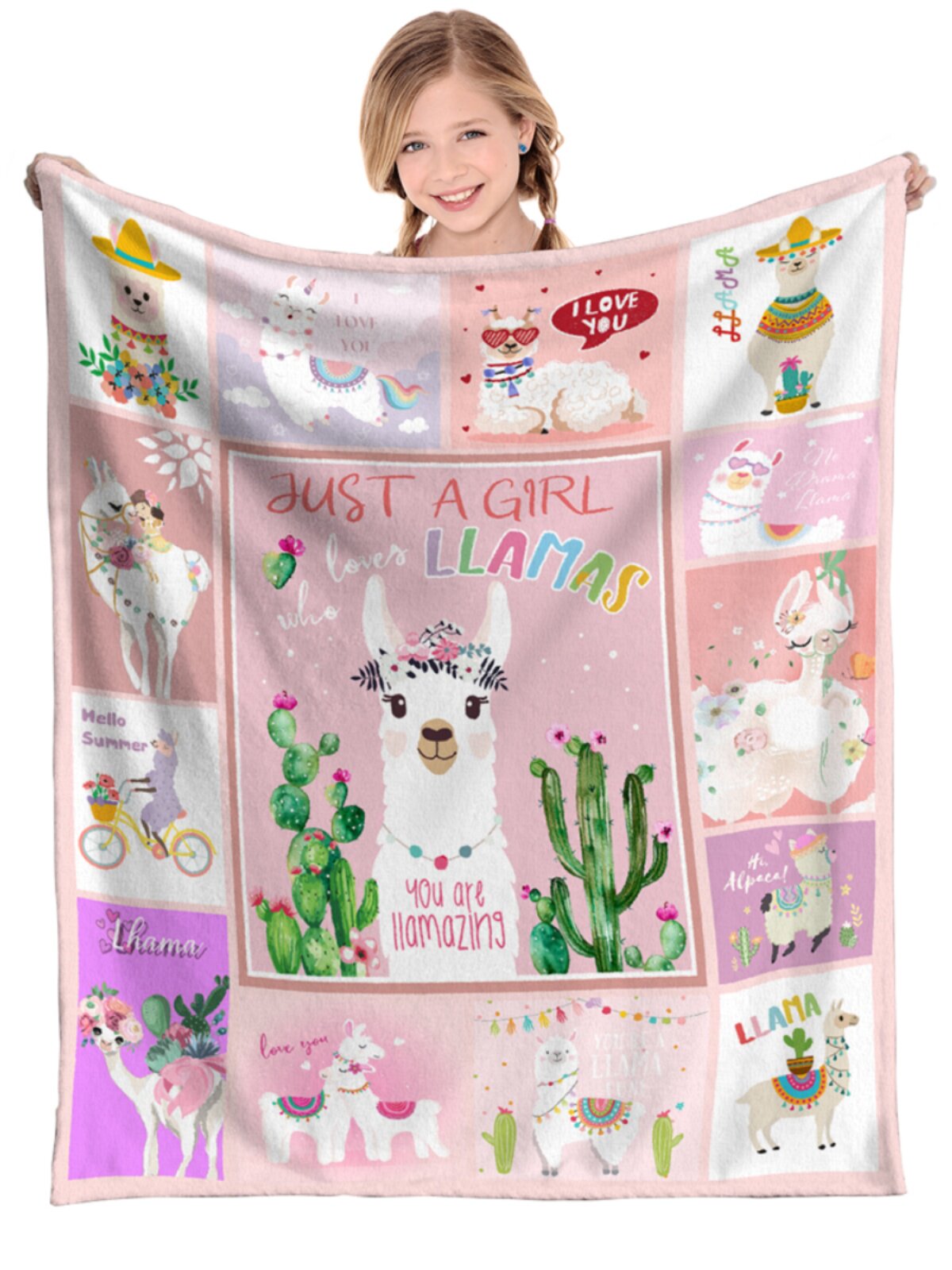 Children's cute alpaca cactus blanket is soft and comfortable, suitable for children and adults sofa bed air conditioning blanket