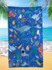 Cartoon Cute Beach Towel Printed Creative Marine Animal Bath Towel Microfiber Lightweight Summer Large Towel