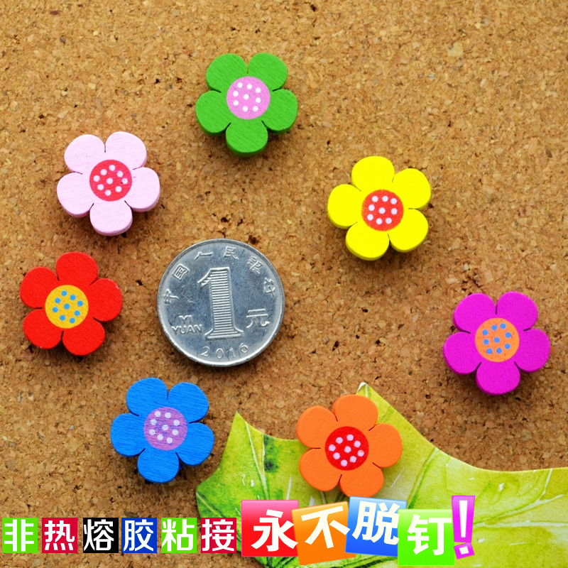 7 Colors 7 Wooden Five Petals Pressed Nail Red Flag Cork Board Nail Flat Head Photo Nail Photo Wall Nail Map Marker