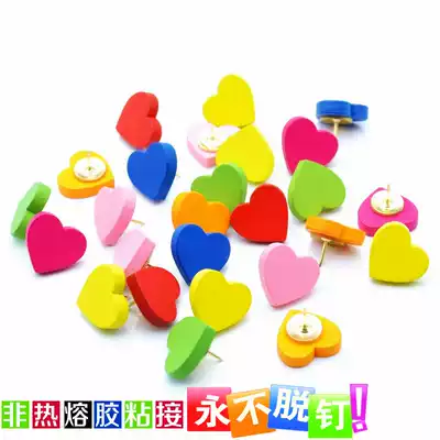 7-color 7-grain wooden love creative I-shaped photo cork board pushpin press nail decorative tack color nail