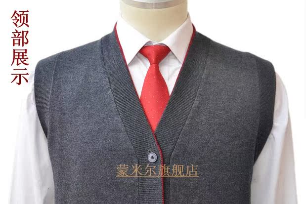 Mùa thu và mùa đông nam rắn màu dệt kim áo len dày cha trung niên tải áo len cashmere cộng với phân bón XL áo vest nam hàn quốc trẻ trung