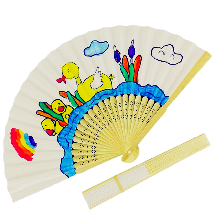 Trẻ em vẽ tay gấp quạt tự làm trống giấy quạt Mẫu giáo sáng tạo tự làm thủ công nghệ thuật vẽ tranh đồ dùng đồ chơi mầm non