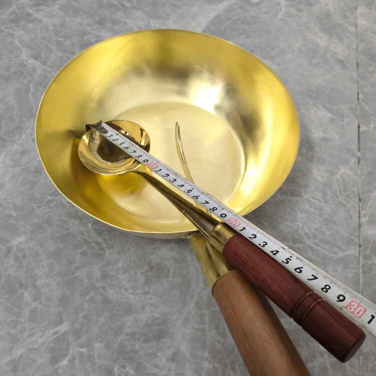 Copper Pot, Milk Pot, Composite Bottom, Induction Cooker, Anti-Scalding Wooden Handle, Flat-Bottomed Pan, Brass Sugar Painting Special Tool, Copper Pot, Copper Spoon