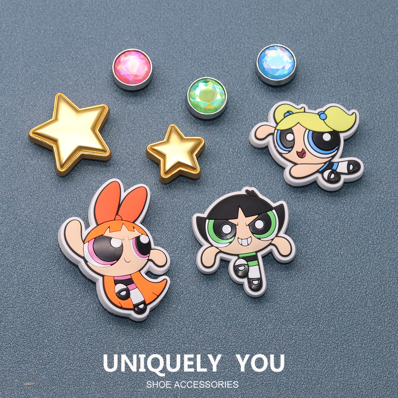 New Crocs Shoe Accessories, Shoe Decorations Compatible with Crocs Shoes, Powerpuff Girls Series Shoe Charms New Crocs Shoe Accessories, Shoe Decorations Compatible with Crocs Shoes, Powerpuff Girls Series Shoe Charms