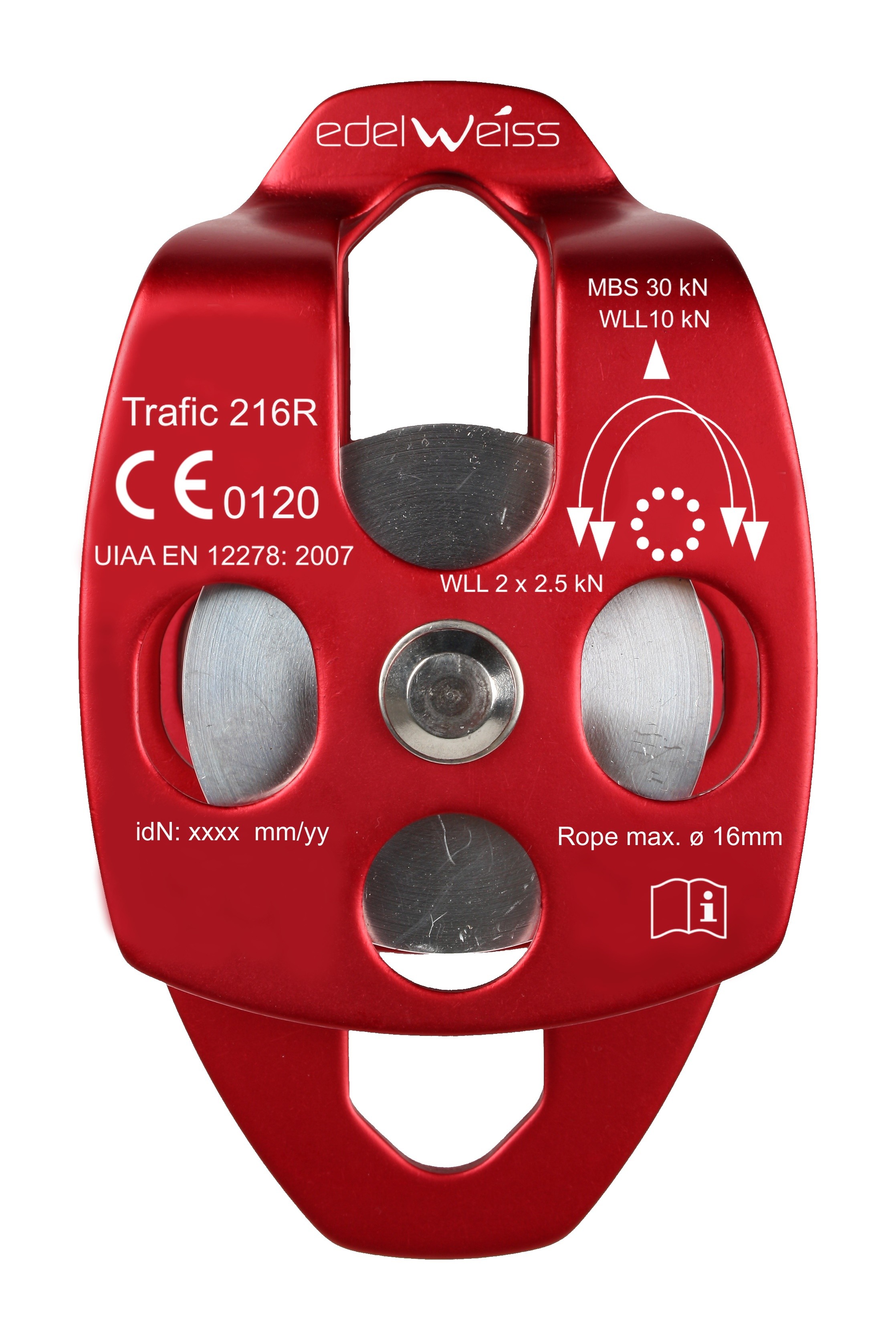 French Edelweiss Trafic 216R aluminum alloy mobile side plate ball bearing double pulley