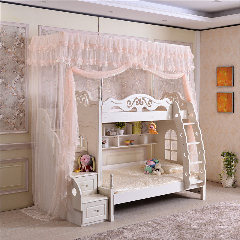 Upper and lower bunk bed cabinet ladder mother bed mosquito net floor-to-ceiling custom-made one-piece stainless steel bracket