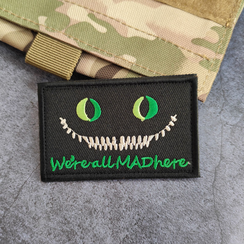 Chaidshire Cat Embroidery Magic Sticker Chapter with Tooth Mouth Grin Smile Personality Morale Badge Arm Badge with Funny Creative Badge