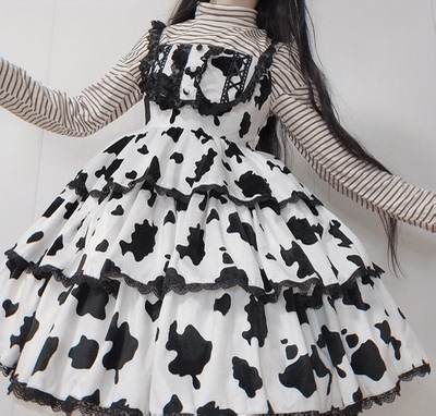 taobao agent [FAIRYDREAM spot] National Brand Lolita's original designer design dairy plan black and white JSK
