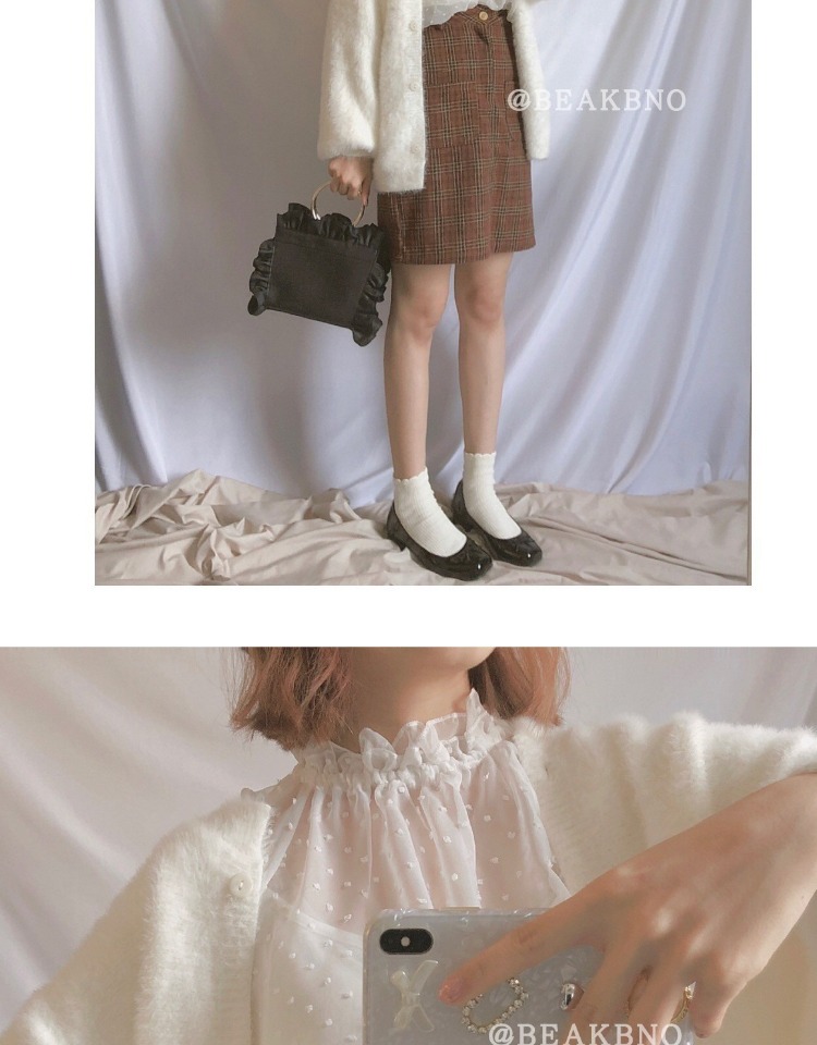 BEAKBNO siêu dễ thương ba màu cashmere mềm mại mùa thu và mùa đông hoang dã khí chất giả áo khoác nữ (rụng tóc chất liệu áo cổ lọ