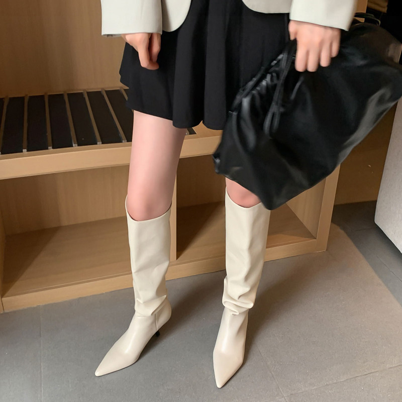 Leg fine giant soft Martin boots women's 2022 new all-match net red slim pile boots small heel boots high boots