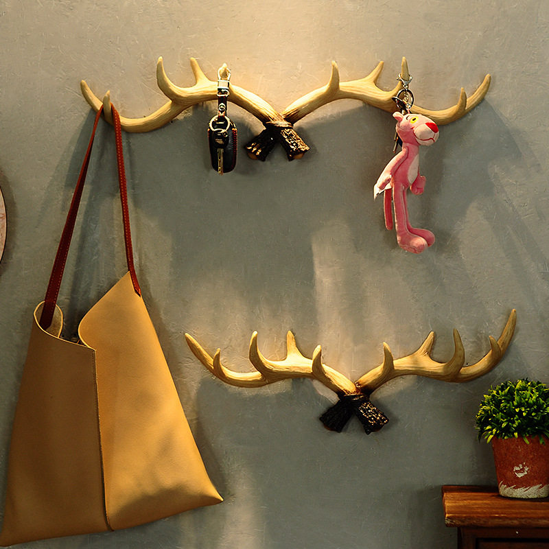 Nordic style creative entrance doorway to the door free of punch deer antler decoration hook wall with keys cloak hook clothes