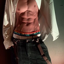 Male low waist big bag sexy solid color rainbow wide edge cotton closing hip boxer knickers young shorts head