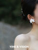YIHE Yihe original design Phalaenopsis new three-dimensional colorful pearl long and short ceramic stud earrings