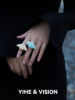 YIHE Yihe original design Ember Frost Moth yellow and blue moth versatile daily literary and artistic ceramic ring
