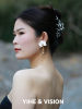 YIHE Yihe original design Phalaenopsis new three-dimensional colorful pearl long and short ceramic stud earrings