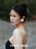 YIHE Yihe original design Phalaenopsis new three-dimensional colorful pearl long and short ceramic stud earrings