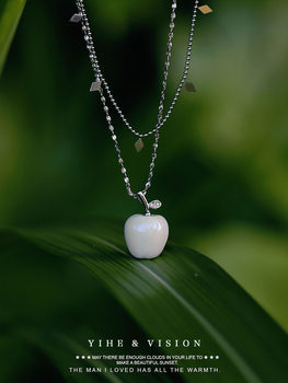 Yihe Original Design [Apple] Christmas Everyday Versatile Fresh Summer Fruit Style Ceramic Titanium Steel Necklace