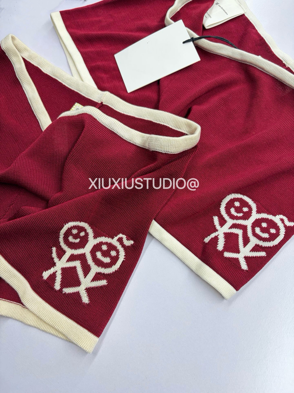 【Xiuxiustudio】New Style Stick Figure Jacquard Short Shorts Slim Fit Sports Casual Hot Pants Trendy Women